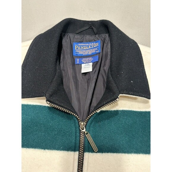 Vintage Pendleton Coat BAY STRIPES Wool Blanket Coat Bomber Jacket Mens Large - Picture 3 of 16